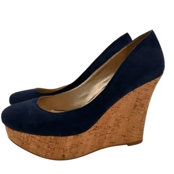 Boston Proper Faux Suede Platform Cork-Style Wedges - size 8.5 - Picture 16 of 16